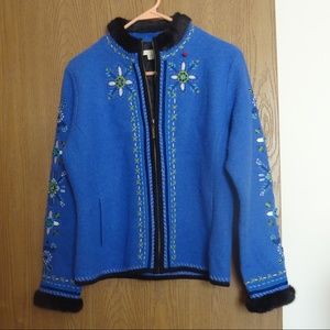 Carson blue Jacket with black fur